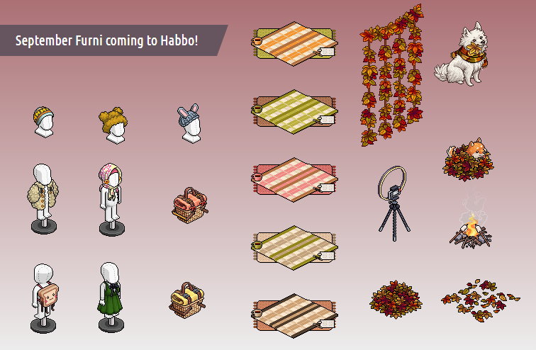 FUUSIOco's tweet photo. Have a look at the new furni, rares and the LTD for September! How fabulous are they!

We're feeling very fashionable this month so we thought this calls for a picnic in the park and an autumn photoshoot on the side.

Which is your favourite item, let us know below! https://t.co/lgS9Sgep1r