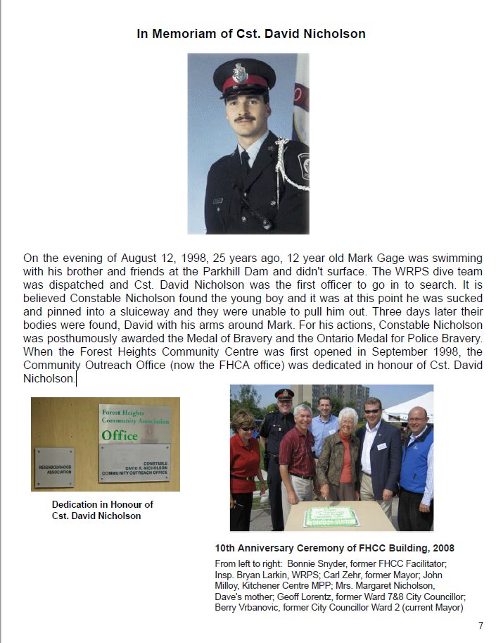 The Community Outreach Office at the FHCC was dedicated to the memory of WRPS Constable David Nicholson, who died performing his duties for the community on August 12, 1998 - 25 years ago this Saturday. #WRPSToday