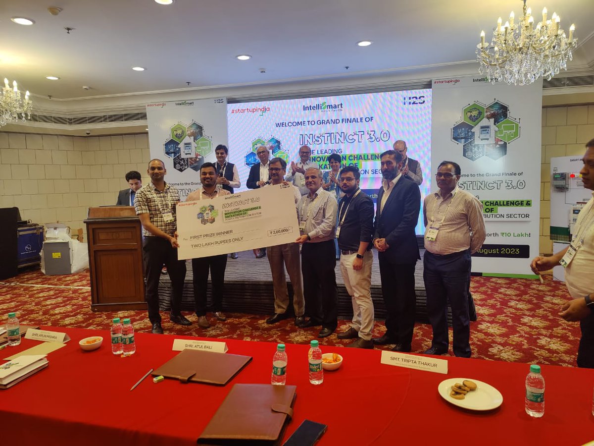 Intelli_Smart's tweet photo. We have our first winner of INSTINCT 3.0 grand finale 🏆🥳

Congratulations to TEAM RADIUS for bagging the winners' title for their remarkable innovation in response to the challenge - 'Smart Meter as a hub for Multiple Appliances' 💥

#INSTINCT #Hackathon #innovation #TechnologyNews #finale