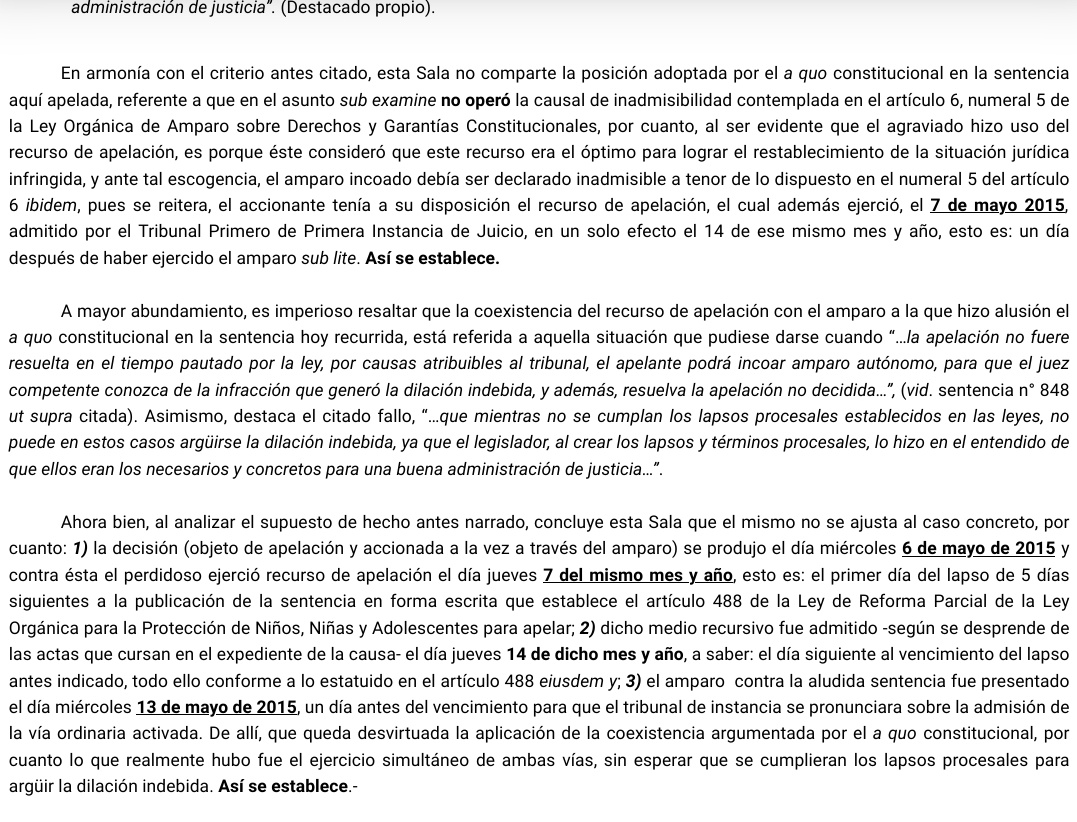 WilsonGomezGB's tweet photo. Sentencia N° 0394 del 28/04/2023 Sala Constitucional @TSJ_Venezuela Coexistencia del recurso de apelación con el amparo constitucional cuando la apelación no fuere resuelta en el tiempo pautado por la ley, por causas atribuibles al tribunal. 🧐☕
https://t.co/JdxR41Ktg2 https://t.co/Jbniq2wejs