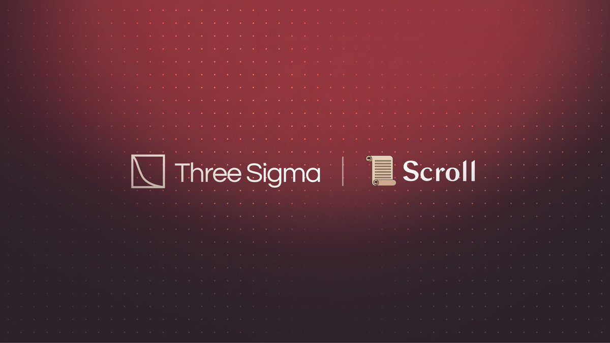 threesigmaxyz's tweet photo. Three Sigma now supports @Scroll_ZKP ecosystem!

We will be providing a variety of services, including code audits, economic modeling and more, to enhance the adoption of more projects onto the ecosystem.

Stay tuned for the future developments we'll unveil! https://t.co/7KZbBI2ful