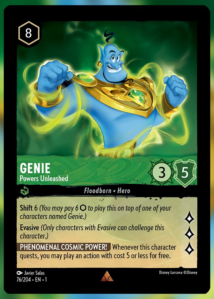 OhHeyItsBrando's tweet photo. 7 days until Lorcana! what's your favorite card, and why is it not Big Genie? #Lorcana #GenieGang https://t.co/dEVxloXlUx