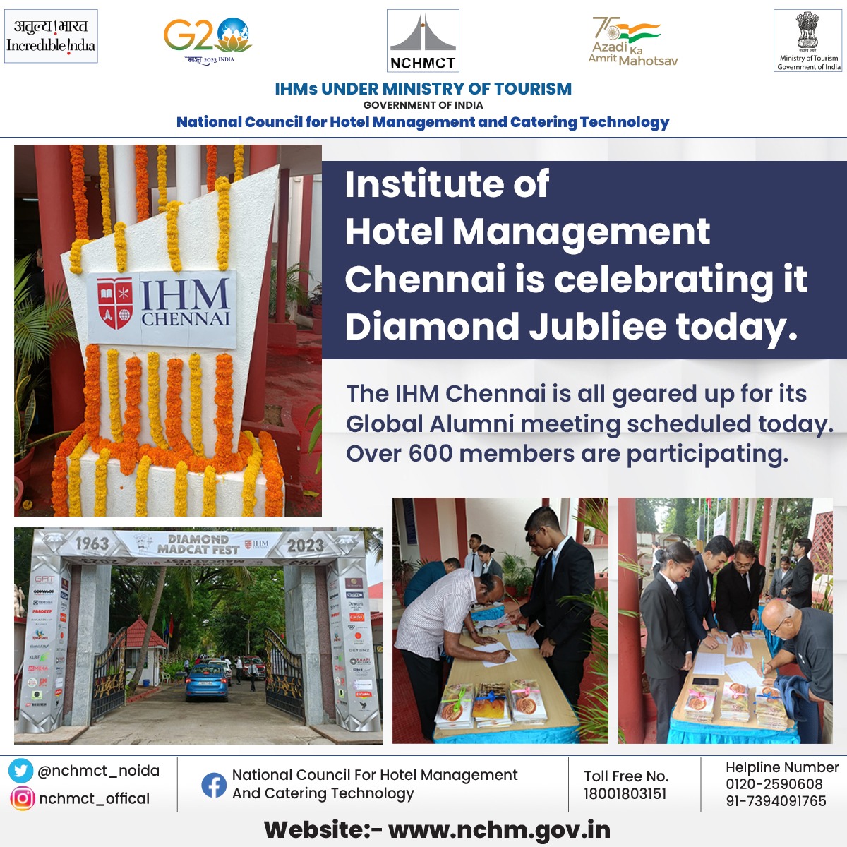 tourismgoi's tweet photo. Ministry of Tourism, through the 49 Institutes of IHMs across the country, strives to provide a system of imparting professional education and training coupled with good infrastructure facilities, to meet the manpower needs of the tourism and hospitality industry.
#SkillDev https://t.co/HMOsuM3Zwr
