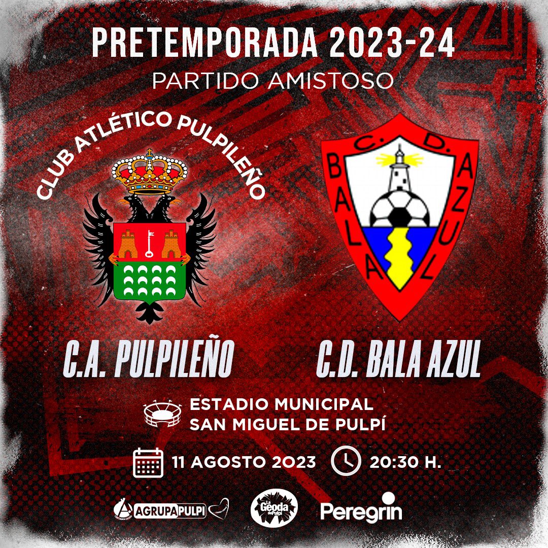 pulpileatletico's tweet photo. #MATCHDAY ⚔️ #HOYJUGAMOS

¡Hoy vuelve el fútbol al San Miguel! 🙌🏻

🆚 @CDBalaAzulOfic1 
📆 Viernes, 11 de agosto
⏰ 20:30
🏟 Estadio San Miguel de Pulpí
🏆 Partido amistoso
🎟️ Entrada gratuita 

#VamosPulpileño 🔴⚫ https://t.co/aNsy3eKDxL