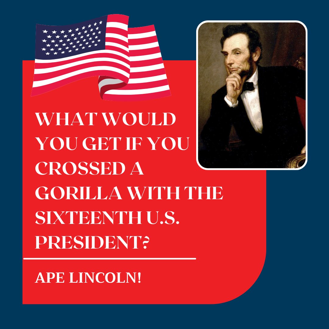 adremsystems's tweet image. August 11th is National #PresidentialJokeDay!

Share in the fun with us and Comment below to tell us your favorite Presidential joke!

We&apos;ll start:

&quot;What would you get if you crossed a Gorilla with the Sixteenth U.S. President?&quot;

#funatwork #presidentialhumor #jokeday2023