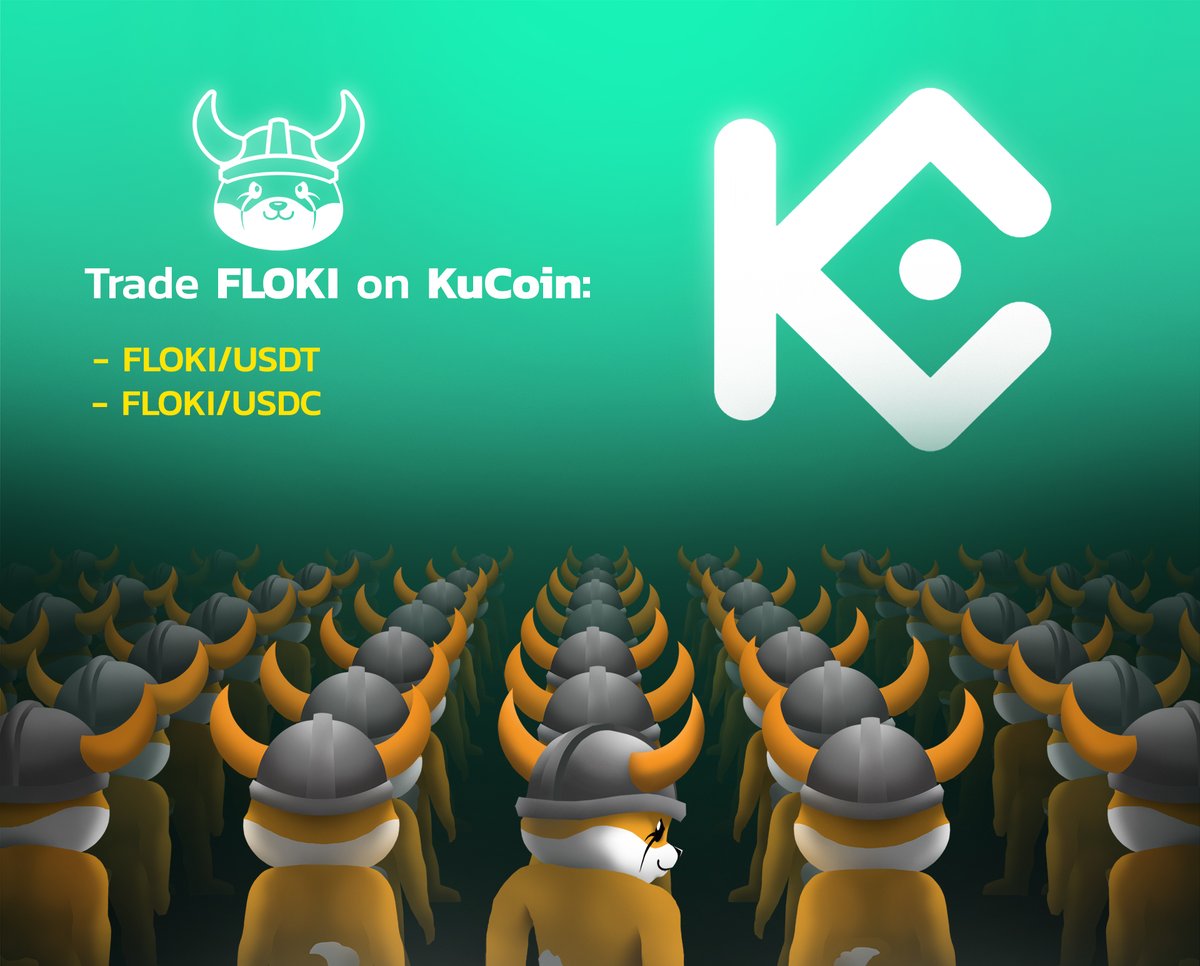 FLOKI's tweet photo. #Floki, the People's Movement, is proud to extend its utility to over 29 million users across 200+ countries on #KuCoin, known as the People's Exchange.

Here's where to trade $FLOKI on @kucoincom:

- FLOKI/USDT: https://t.co/D6mGKIsUY7
- FLOKI/USDC: https://t.co/juyXfcTTzN https://t.co/Lt5yZWe9Bd