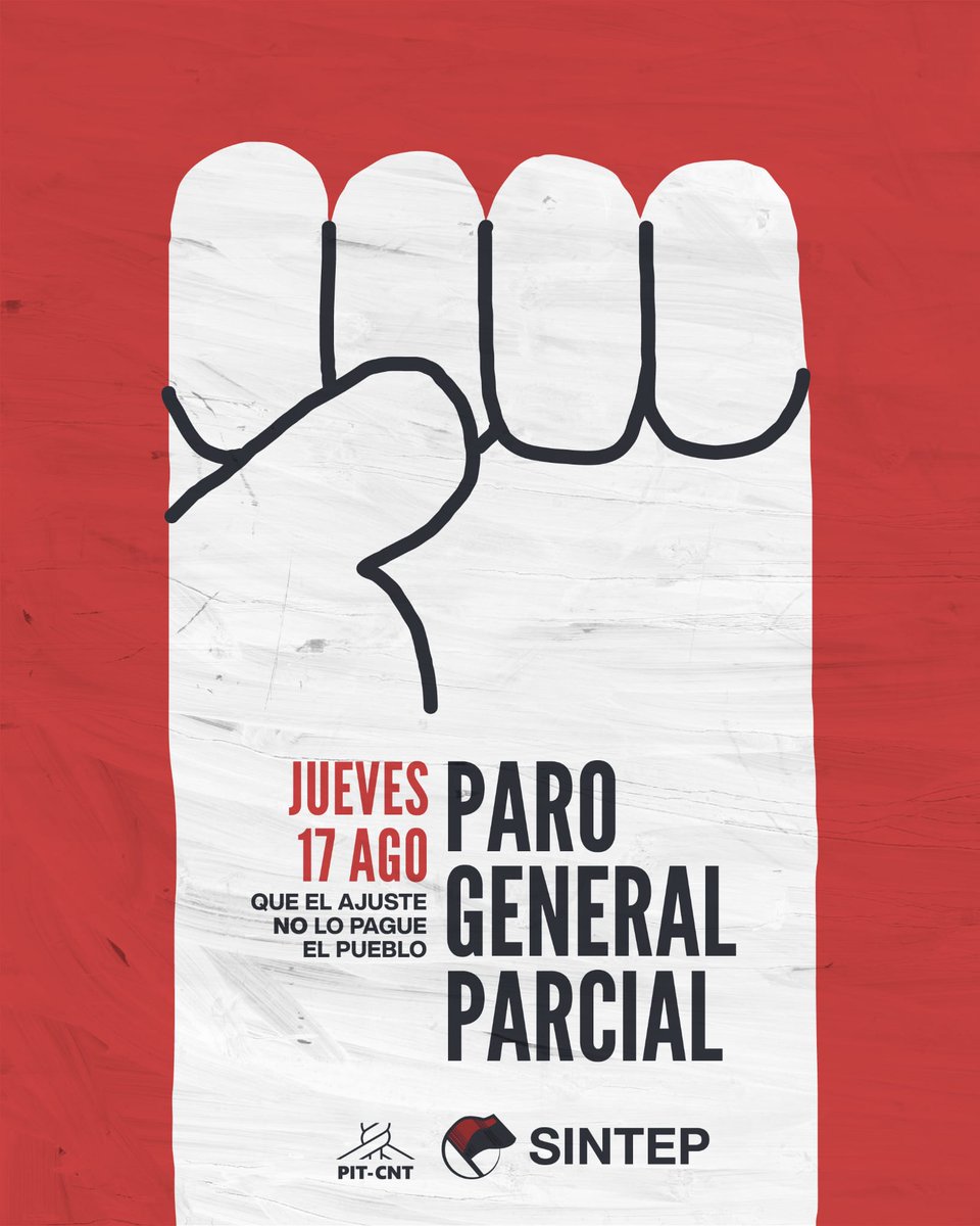 Jueves 17 de agosto 
P A R O G E N E R A L 
<a href="/PITCNT1/">PIT CNT</a> 

El próximo jueves paramos contra el gobierno antipopular que sigue gobernando para las minorías privilegiadas.