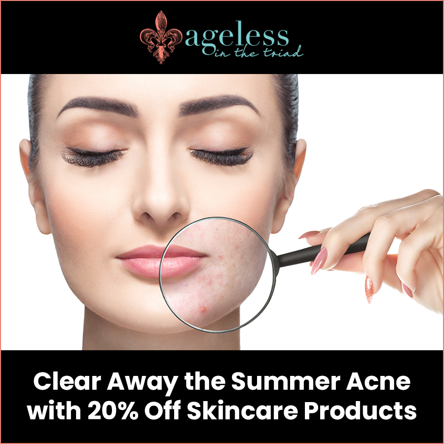 AgelessTriad's tweet photo. Clear away the summer acne! Take 20% off our acne skincare products and add a FREE 30-min LED treatment when you get a facial. https://t.co/WSZyvMWUz3 https://t.co/iFazjRY0o9