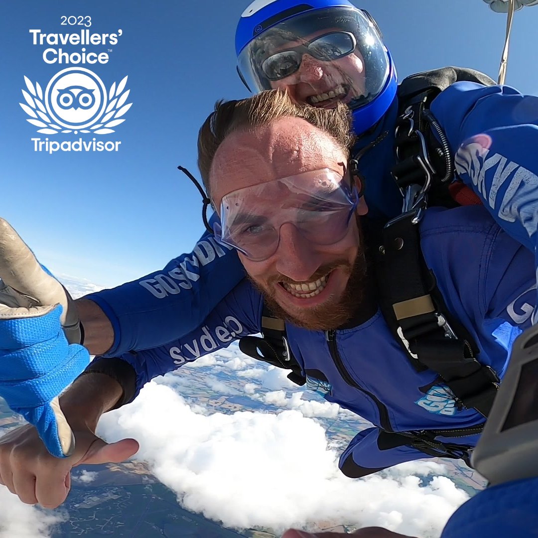 🎉 Thrilling News! 🎉 

GoSkydive is proud to be named a TripAdvisor Traveller's Choice winner and stand amongst the top 10% of attractions worldwide! 🌍🪂

Thank you for your support - let's keep soaring! ✨🌟 

#TravellersChoice #GoSkydiveThrills #TopAttraction