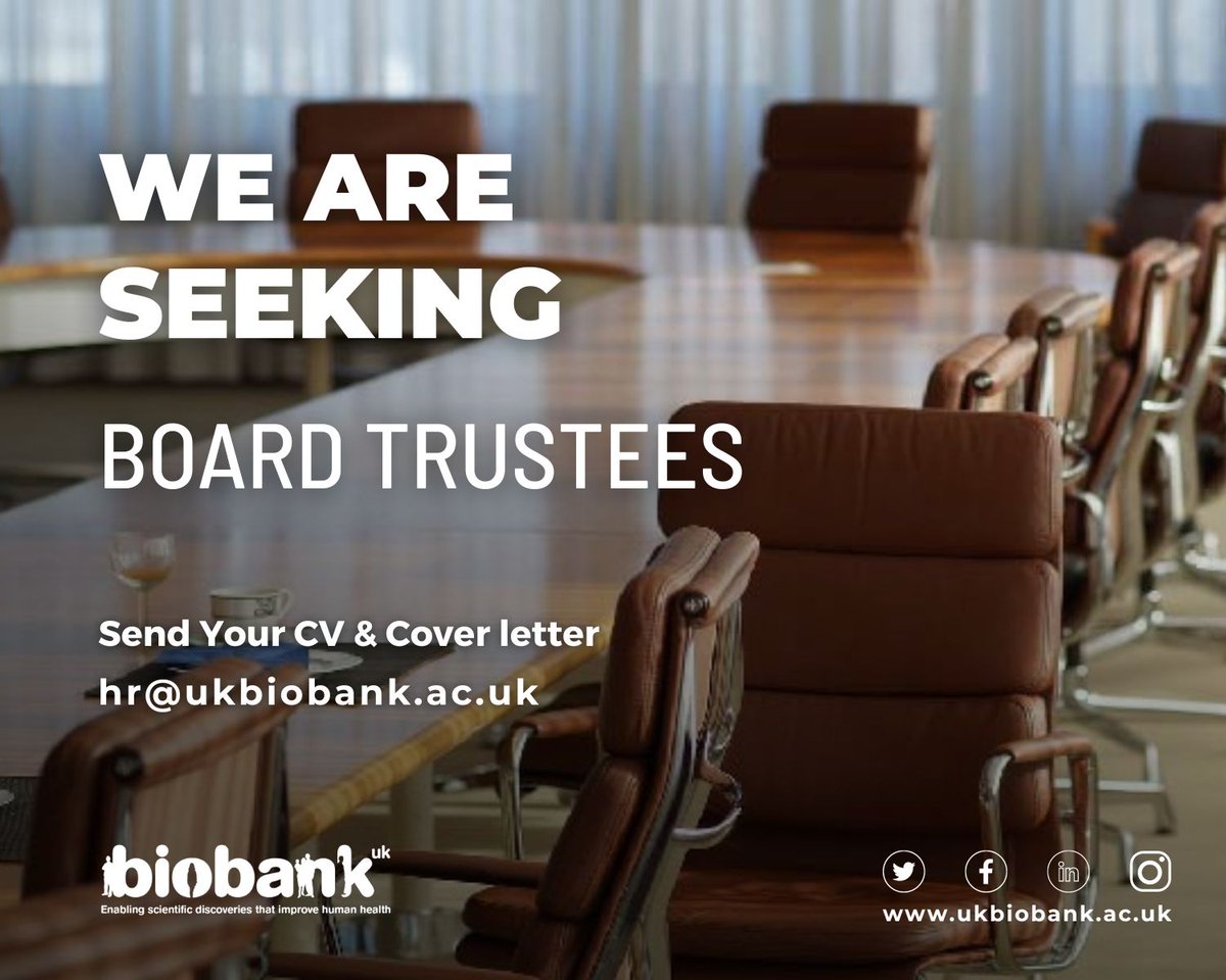 Are you a dedicated and accomplished individual passionate about transforming health for generations to come? Join UK Biobank’s Board of Trustees. Find out more here: ow.ly/mFtp50PxkYs