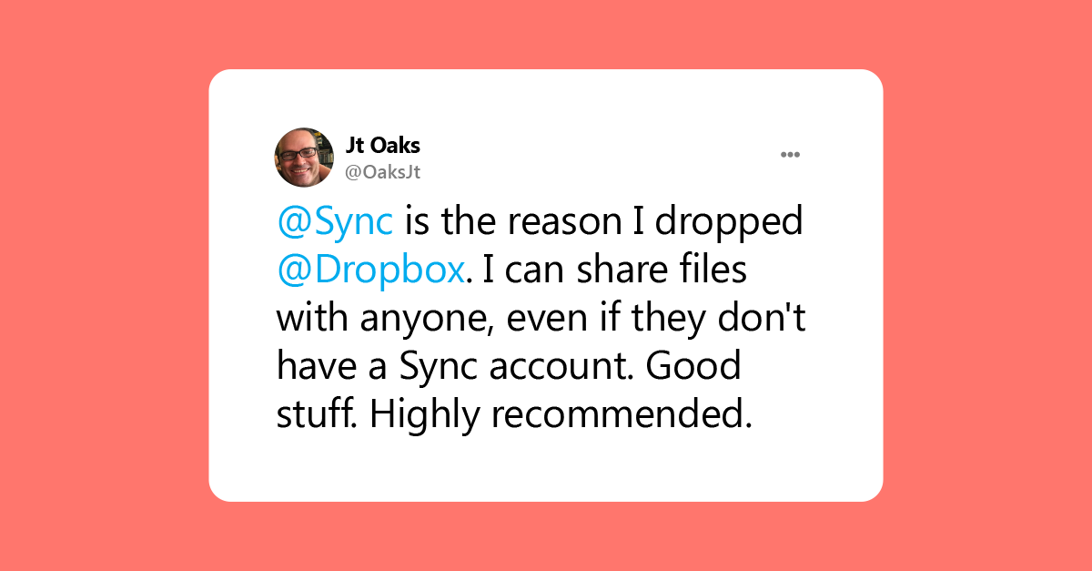 Sync's tweet photo. Sharing is caring! Thanks for the kind words, @OaksJt! #DropDropbox https://t.co/PZGvtUYSR1
