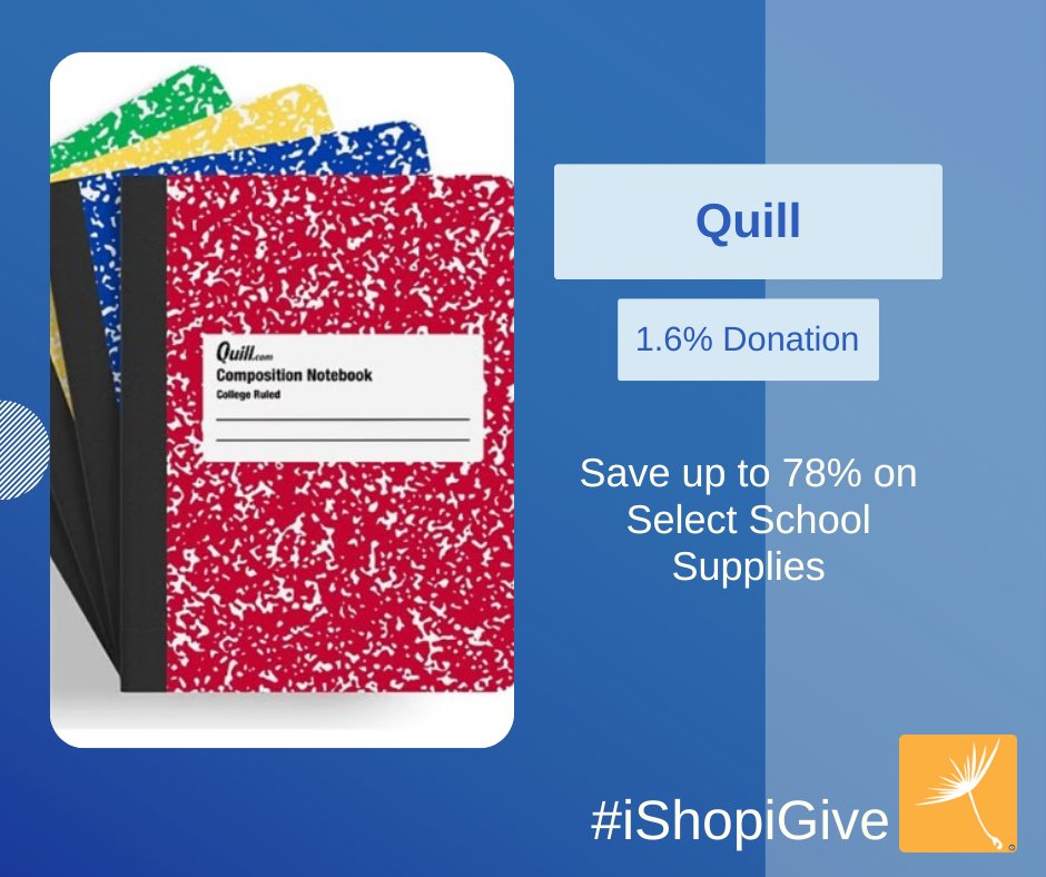 Save a whopping 78% on select #schoolsupplies at <a href="/Quillcom/">Quill</a> - earn a #free #donation when you stock up via iGive. ow.ly/AzoT50Pl5zT
#iGiveDoYou? #iShopiGive