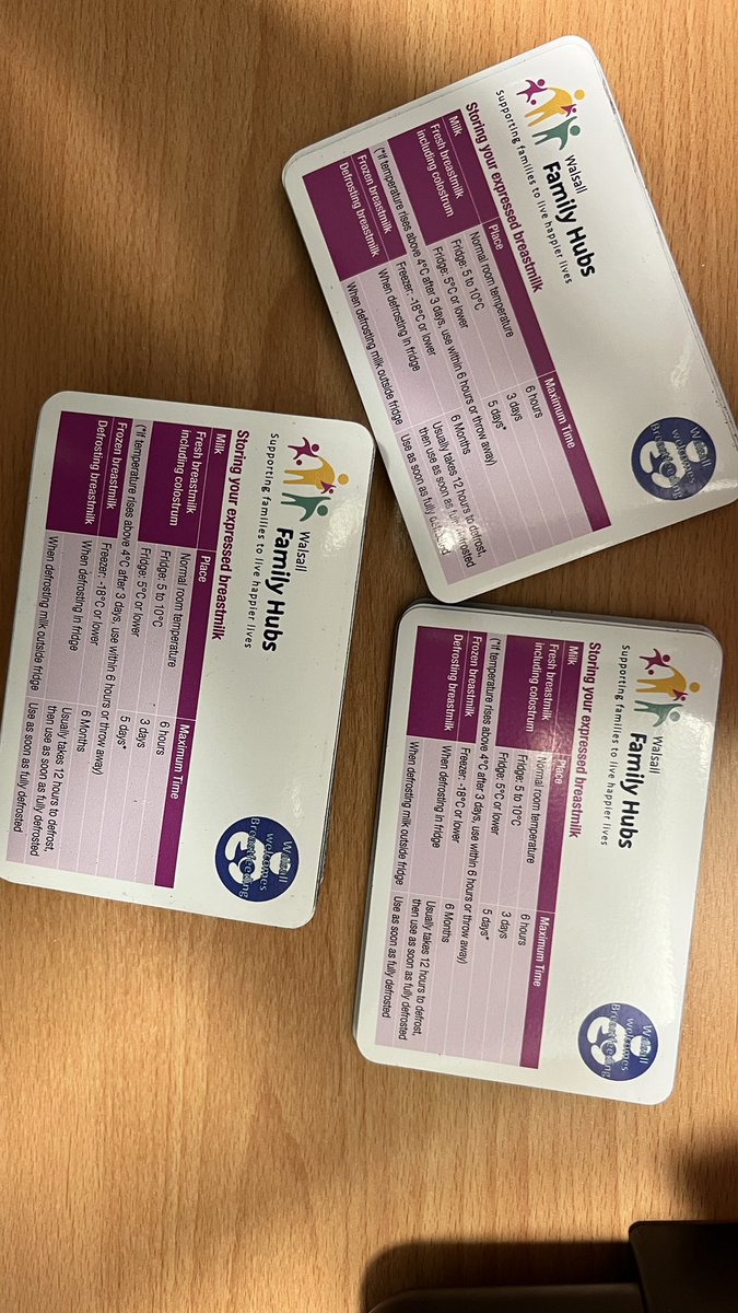 Special Delivery! 📦✨
I’ve just taken delivery of these wonderful new resources for our families! They are fridge magnets and have the guidance for breastmilk storage and thawing printed on the front 🧲❄️
@josellwright @laurapa89282238 @WalsallCouncil @MvpWalsall @TrishaSRM