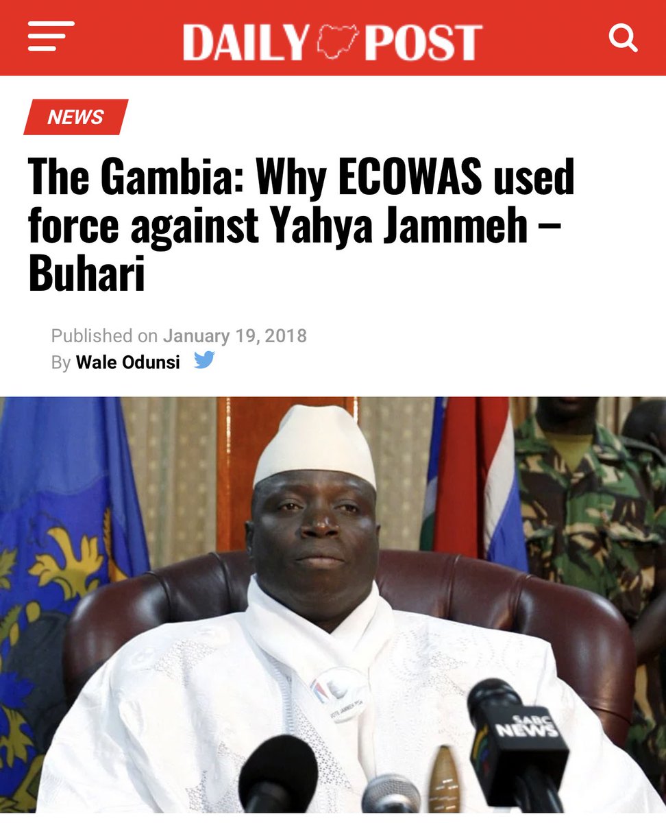 Mario9jaa's tweet photo. 2010: President Laurent Gbagbo loses election, refuses to step down until ECOWAS stepped in USING FORCE. NO WAR. 
Case settled✅

2016: Yahaya Jammeh loses election, refuses to step down until ECOWAS stepped in USING FORCE. NO WAR.
Case settled ✅

2023: Coup in Niger Republic, ECOWAS is stepping in to intervene and there will be NO WAR.

The military intervention in Niger republic becomes important as there is already a resistance by some Nigeriens which might lead to civil disorder.

Nigeria, just like other West African countries cannot watch while things go awful before they intervene.

Do not make that mistake. ECOWAS is doing the right thing and you do not need to be sentimental about it.🥂🥂