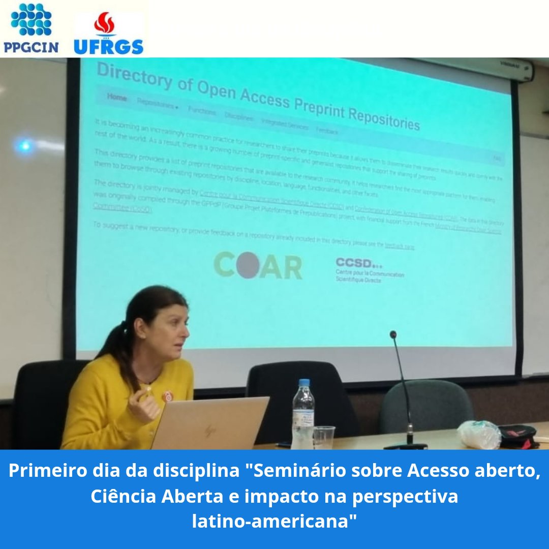 ppgcinufrgs's tweet photo. Primeiro dia da disciplina "Seminário sobre Acesso aberto, Ciência Aberta e impacto na perspectiva latino-americana".
Profa. Dra. Caterina Marta Groposo Pavão
Profa. Dra. Marisa De Giusti da Universidad nacional de La Plata (UNLP) - Argentina
#ppgcin #ufrgs #fabico https://t.co/cBm5gD2lE0