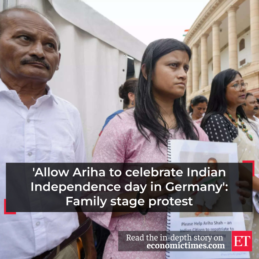 #ETTrending | #DharaShah, mother of #ArihaShah, Indian baby in German foster care, held a demonstration on Friday at Jantar mantar demanding that German authorities allow Ariha to celebrate #IndependenceDay with the #IndianCommunity in #Germany in order to protect her cultural…