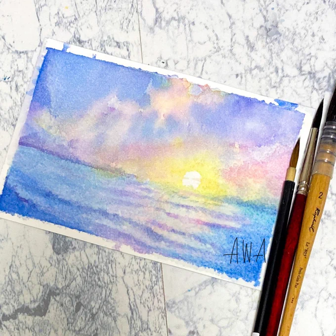 スランプから脱してなんとかなんとか描けましたーー!! しかも紙が風邪を引いてましたが、それもなんとか乗り越えられた気がします 透明水彩で描けたことが嬉しいーー!!