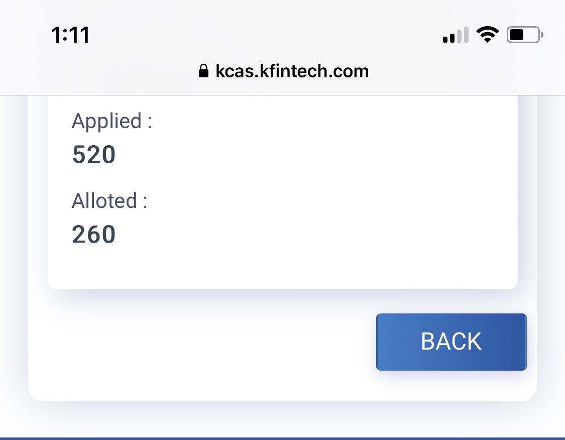 adispbit's tweet photo. Achievement unlocked. Applied from family accounts and got allotment for the first time ever.

Thanks @Invest2Compound for the tip😊 #sbfcipo https://t.co/bQwYNNI1dj
