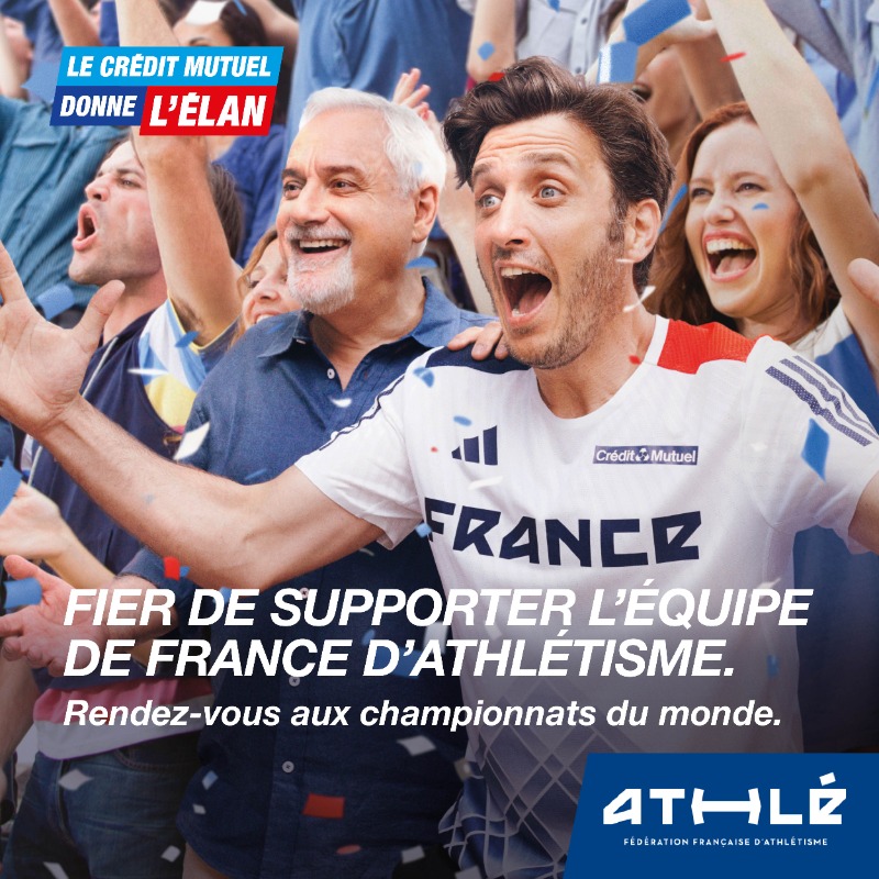 Le Crédit Mutuel donne l’élan à l’équipe de France d’athlétisme. 
Tous nos encouragements aux athlètes pour les championnats du monde du 19 au 27 août !