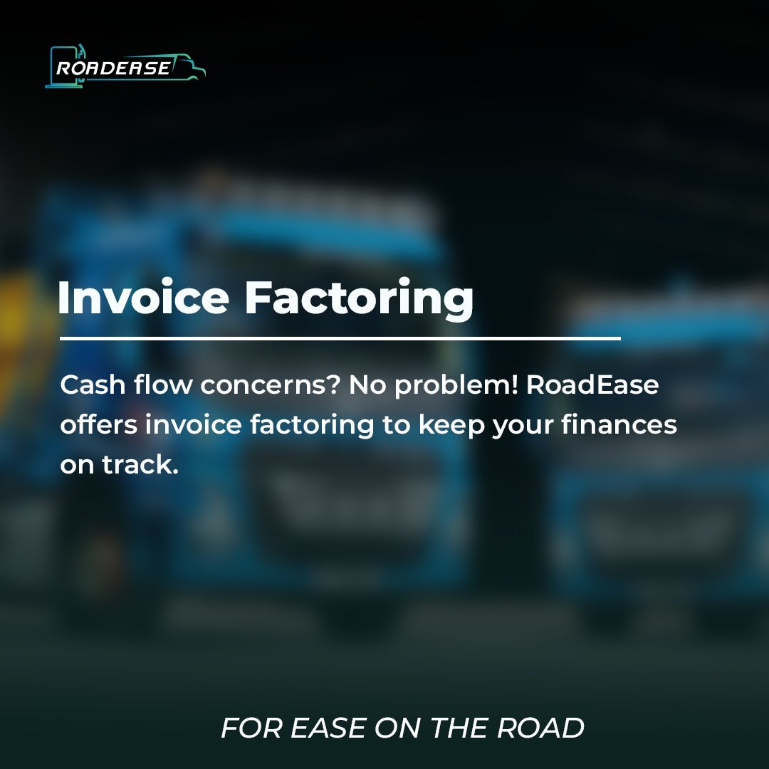 Accelerate Your Cash Flow with RoadEase Invoice Factoring! 💰✨ Unlock Financial Flexibility and Keep Your Wheels Rolling Smoothly.

#RoadEaseFinance #CashFlowBoost #InvoiceFreedom #OptimizedRoutes #SeamlessTransportation #ElevateYourBusiness #AccelerateSuccess #foreaseontheroad