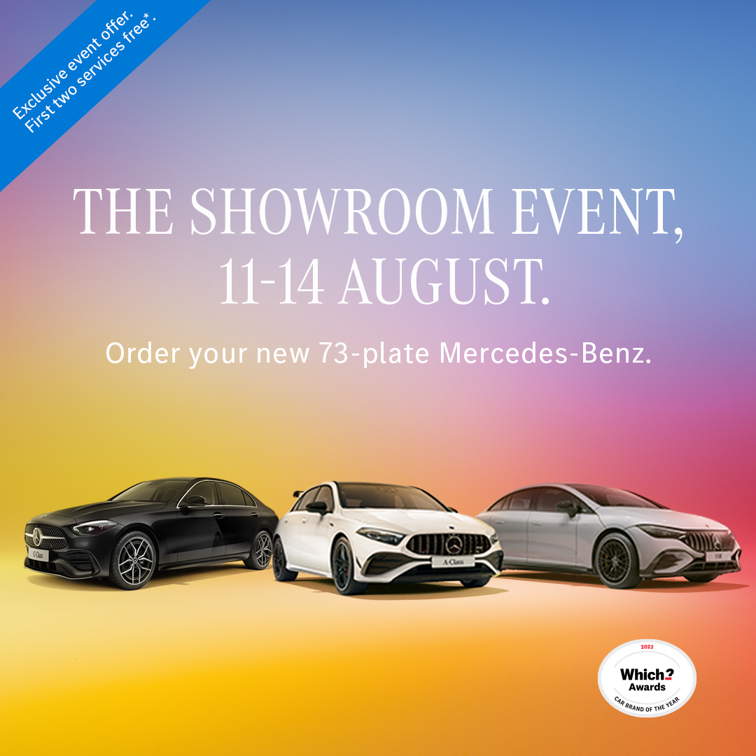 The Showroom Event starts today. Be one of the first to own a new 73-plate Mercedes-Benz and take advantage of our exclusive Event offer of the first two services free* when you order your new vehicle. Book your appointment orlo.uk/4HCdU  

*Exclusions and Ts&amp;Cs apply.