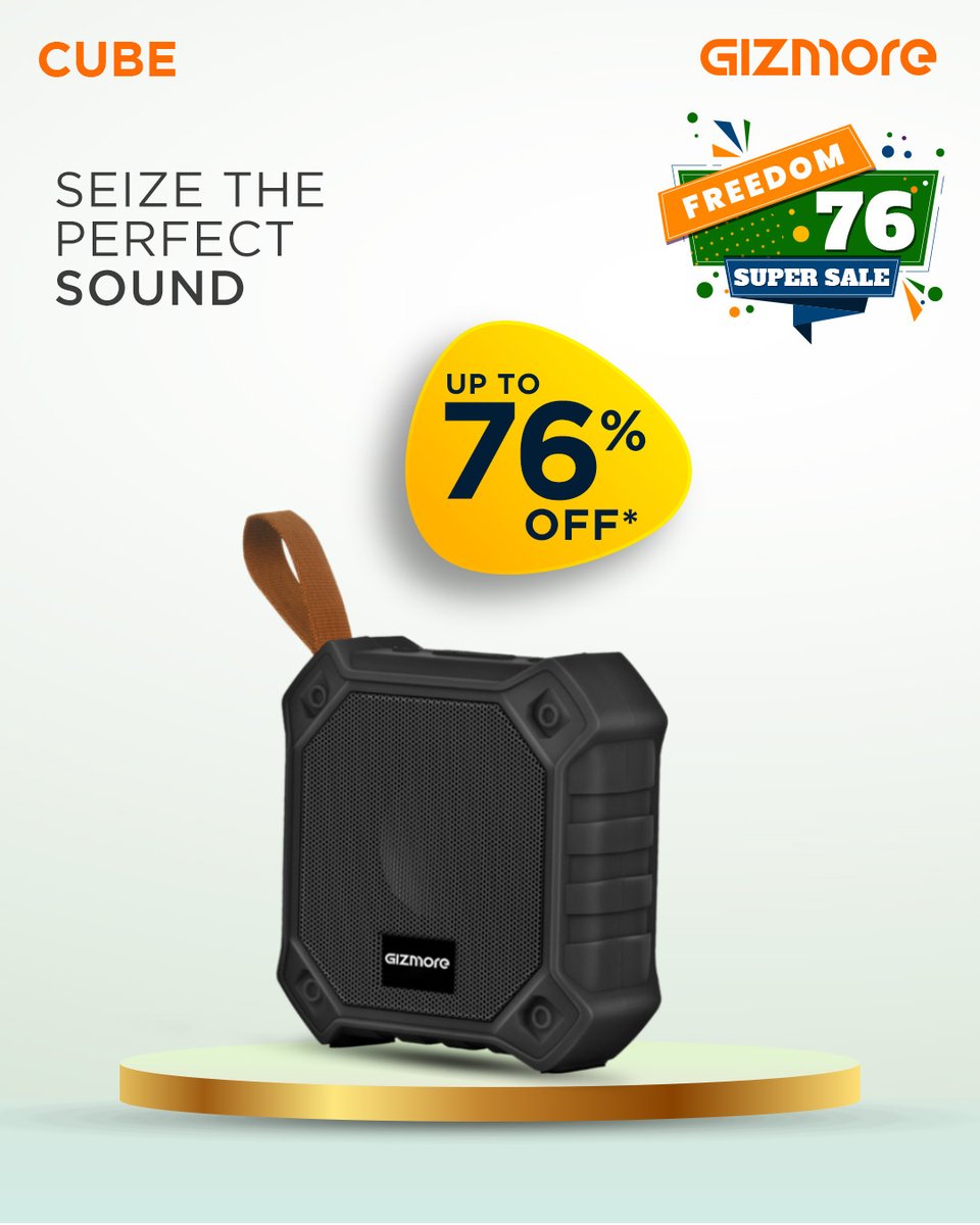 gizmoreindia's tweet photo. Embracing Freedom with Freedom 76 Super Sale.
Get up to 76% off* on portable speakers.
A treat for the eyes, ears and the pocket. Play on the move .
#ProudlyIndian
#Freedom76
T&C APPLIED
#gizmore #gizmorebluetooth #speakera #audio #saleison #saleislivenow #discountupto76 https://t.co/sJcNbukMTL