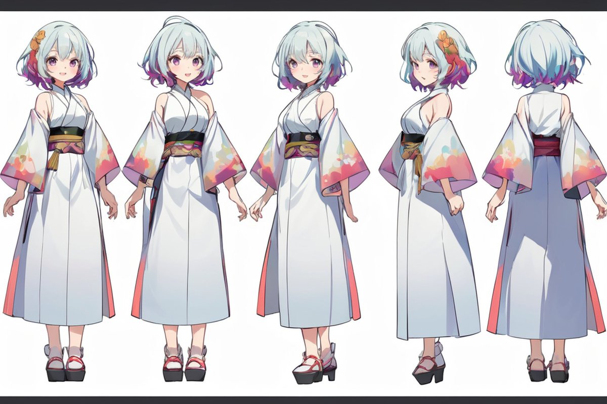 SDXLでもキャラデザ用三面図がつくれるか試してみました！ 敲きの