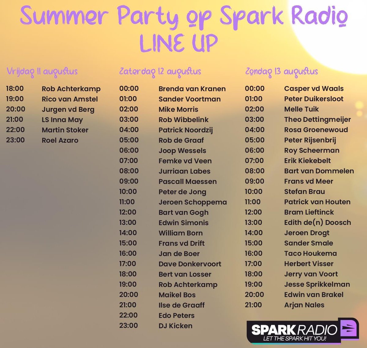 Nog even de lijst met dj’s. Oa: <a href="/RadioEagleFM/">Edwin van Brakel</a> <a href="/Femtramp/">Femke van der Veen</a> @EdwinSimonis De start is vanavond vanaf 18.00 uur.