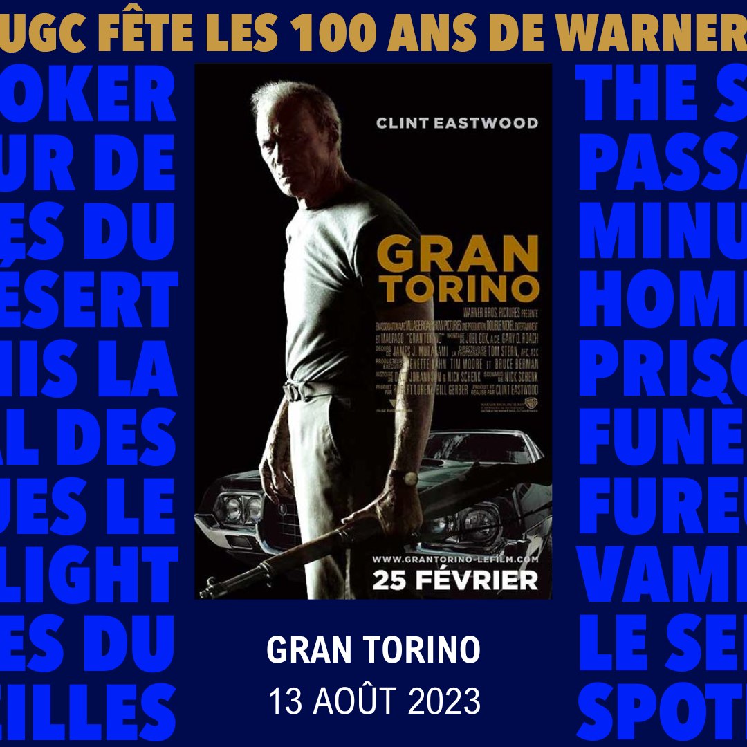 AlexThebaudeau's tweet photo. Ce dimanche 13/08 à 18h je présente le fabuleux Gran Torino, de et avec le grand Clint, à l' @UGCcinemas Atlantis Nantes-St-Herblain, pour la prog des 100 ans de la @wbpictures ! https://t.co/H98cjXM4QJ