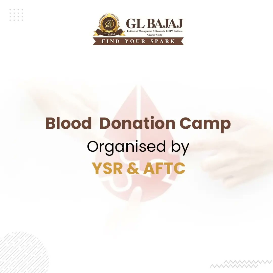 glbajajimr's tweet photo. YSR Club joined hands with AFTC to host a blood donation camp at GL Bajaj Institute of Management. 

#glbajaj #GLBIMR #pgdmprogram #pgdminstitute #bschool #aicteapproved #drsapnarakesh #blooddonation #blooddonationcamp #donatebloodsavelives #donatingblood https://t.co/onKPESCUpv