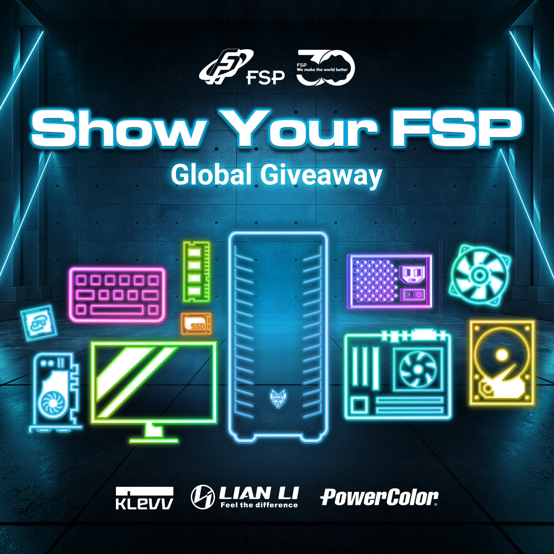 PowerNeverEnds's tweet photo. Show your FSP products on social media and seize the opportunity to win desirable gaming gear❗ 🎁 Fantastic prizes including #VGA card, #coolers, #memory, #PSU, and #PCcase.
Join the fun now➡ https://t.co/tjsIFWyoMd
#ShowYourFSP
#GlobalGiveaway
#PowerNeverEnds https://t.co/xMwZVXb731