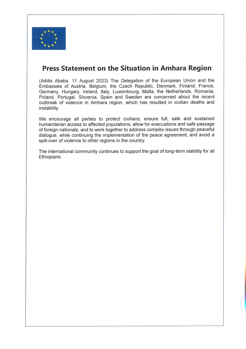 Press statement on the Situation in Amhara Region