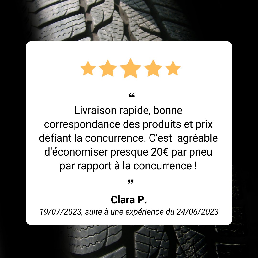 🤩  Merci de mettre des étoiles dans nos yeux ! 
✅ Sur Avis Vérifiés, tous les avis de 1001Pneus sont transparents et certifiés par Afnor. 
👉  Pour laisser un avis, c'est par ici : swll.to/XJg4w