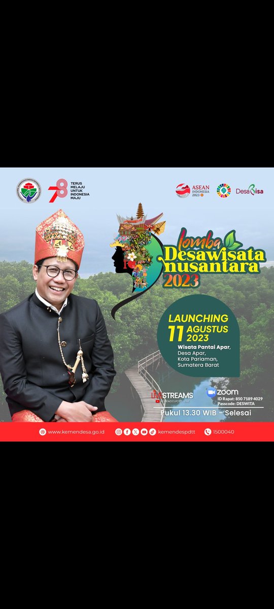 SELAMAT ATAS LAUNCHING LOMBA DESA WISATA NUSANTARA
#DesaWisataNusantara 
<a href="/jokowi/">Joko Widodo</a> 
#Halimiskandarnu
#Kemendespdtt
<a href="/malik_haramain/">malikharamain</a> 
<a href="/imansyukri/">Iman Sukri</a> 
<a href="/zainul_munas/">Zainul Munasichin</a> 
<a href="/taufikmadjid71/">IG : taufik.madjid</a> 
@yusradaridesa 
<a href="/azzameldzikrie/">#SantriIndonesia</a> 
<a href="/tppkemendes/">TPP KEMENDES</a>