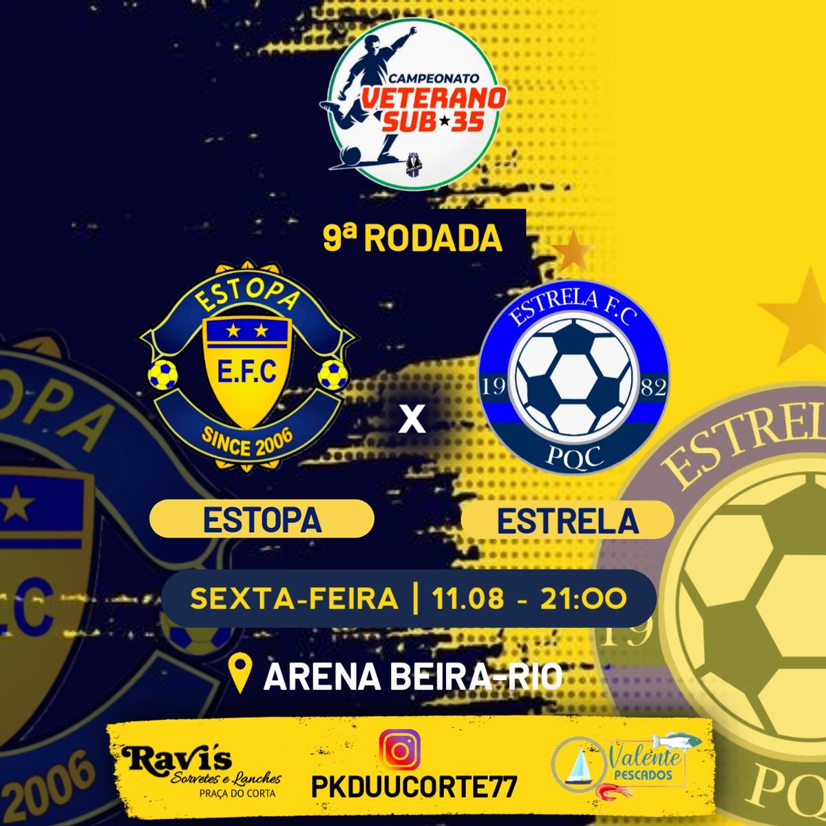 estopa_c's tweet photo. ÚLTIMA RODADA! 🇺🇦

Hoje às 21h00 nossa equipe enfrenta a equipe do ESTRELA pelo CAMPEONATO DE VETERANOS 35+ DA LIGA BEIRA RIO. Última rodada, vamos em busca dos 3 pontos pra terminarmos bem a fase classificatória. VAAAMOOOS!

#RUMOAOTITULO 🏆
#ESTOPAATEOFINAL 💪🏾😡 https://t.co/Kh8RWXYJqs