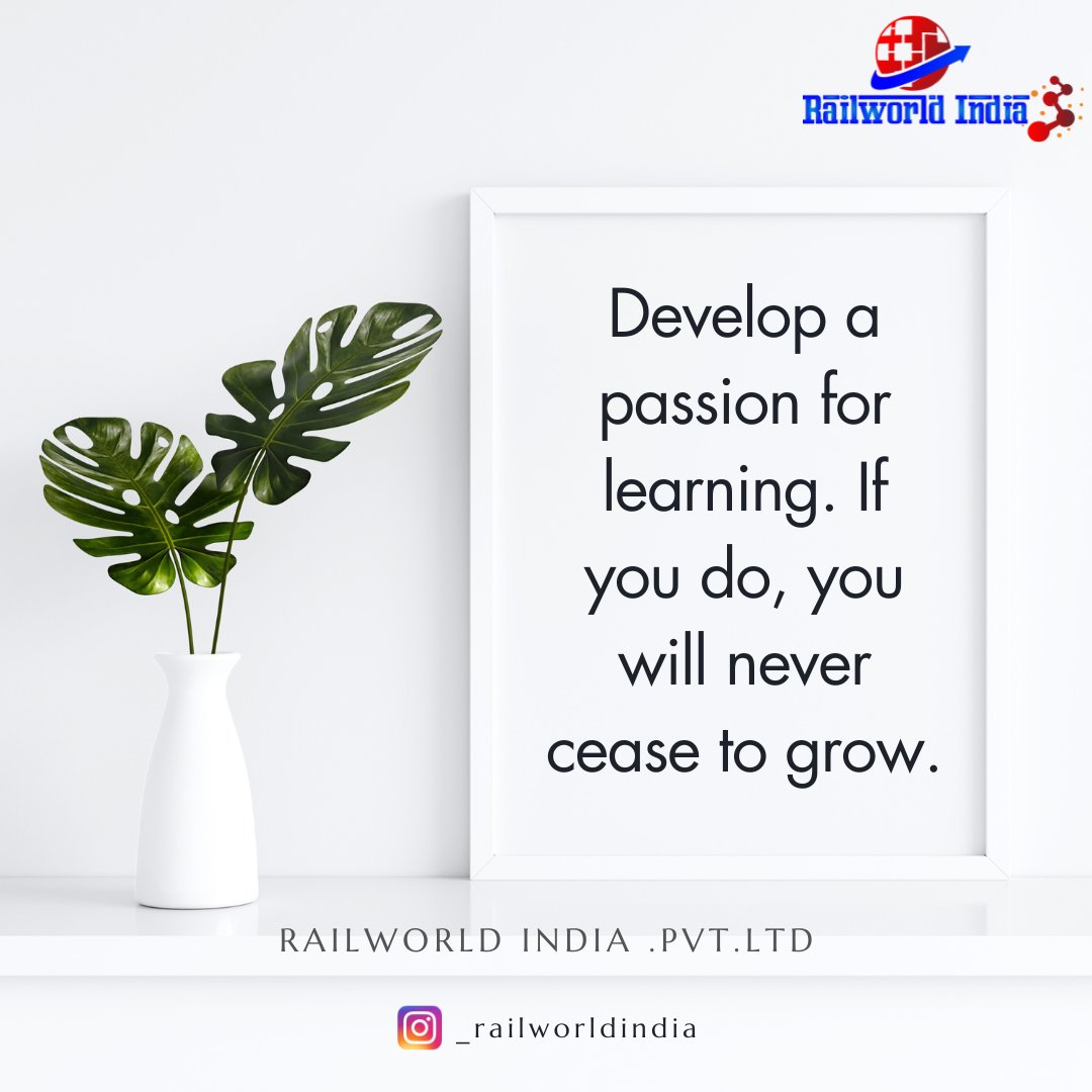RailworldIndia's tweet photo. Learning never ends!!
#quoteoftheday #MotivationalQuotes #FridayFeeling https://t.co/BumASpNqYb