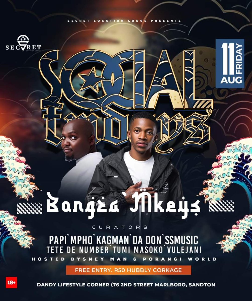 Papa Karabo. (@tumimasoko_dj) on Twitter photo #SocialFridays w/ SneyMan
Ft. Mkeyz & Bongza
📍Dandy Lifestyle Corner
<a href="/_93Lifestyle/">SecretLocationLodge</a> #SocialFridays w/ SneyMan
Ft. Mkeyz & Bongza
📍Dandy Lifestyle Corner
<a href="/_93Lifestyle/">SecretLocationLodge</a>