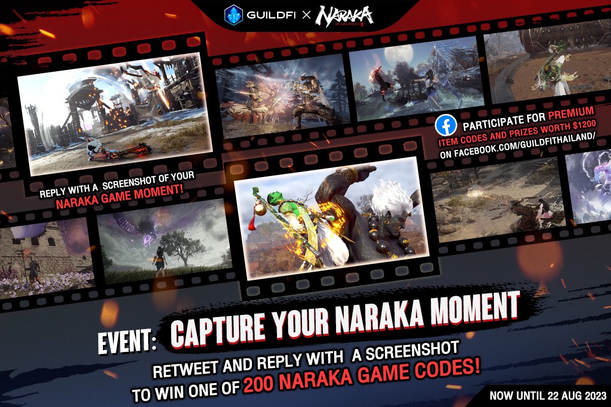 theZentzei's tweet photo. Game Event: CAPTURE YOUR NARAKA MOMENT! 🎥

Participate in this exciting event for a chance to win one of 200 @NARAKATHEGAME item codes on a first-come, first-served basis! 🎁

To join, simply follow the steps below: 👇

✅ Retweet this post.
✅ Reply to this post with a screenshot or video of your memorable Naraka moment.

Hurry, the item codes are limited!

🗓️ Now-22 August 2023

Want to hunt for more codes? Check in🧵👇