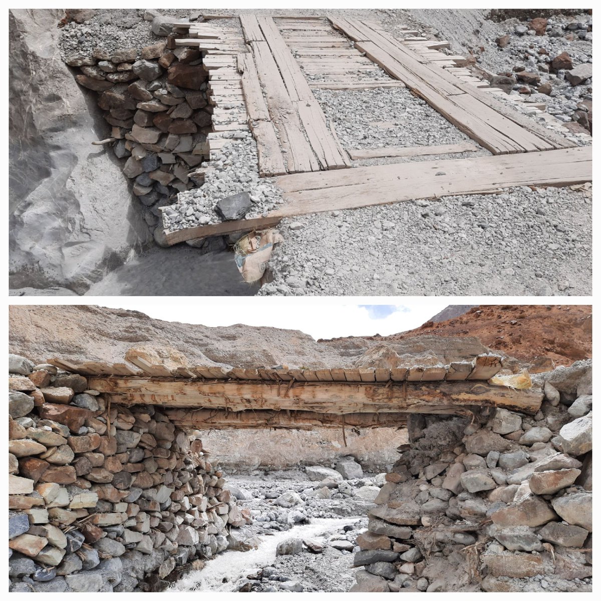 IrfanKHunzai's tweet photo. #Chipurson wooden bridge is in threat of collapse. The responsible department must repair the bridge to ensure safety and accessibility to the #ChipursonValley. 
#Hunza #Gojal https://t.co/TALWHNGzhm