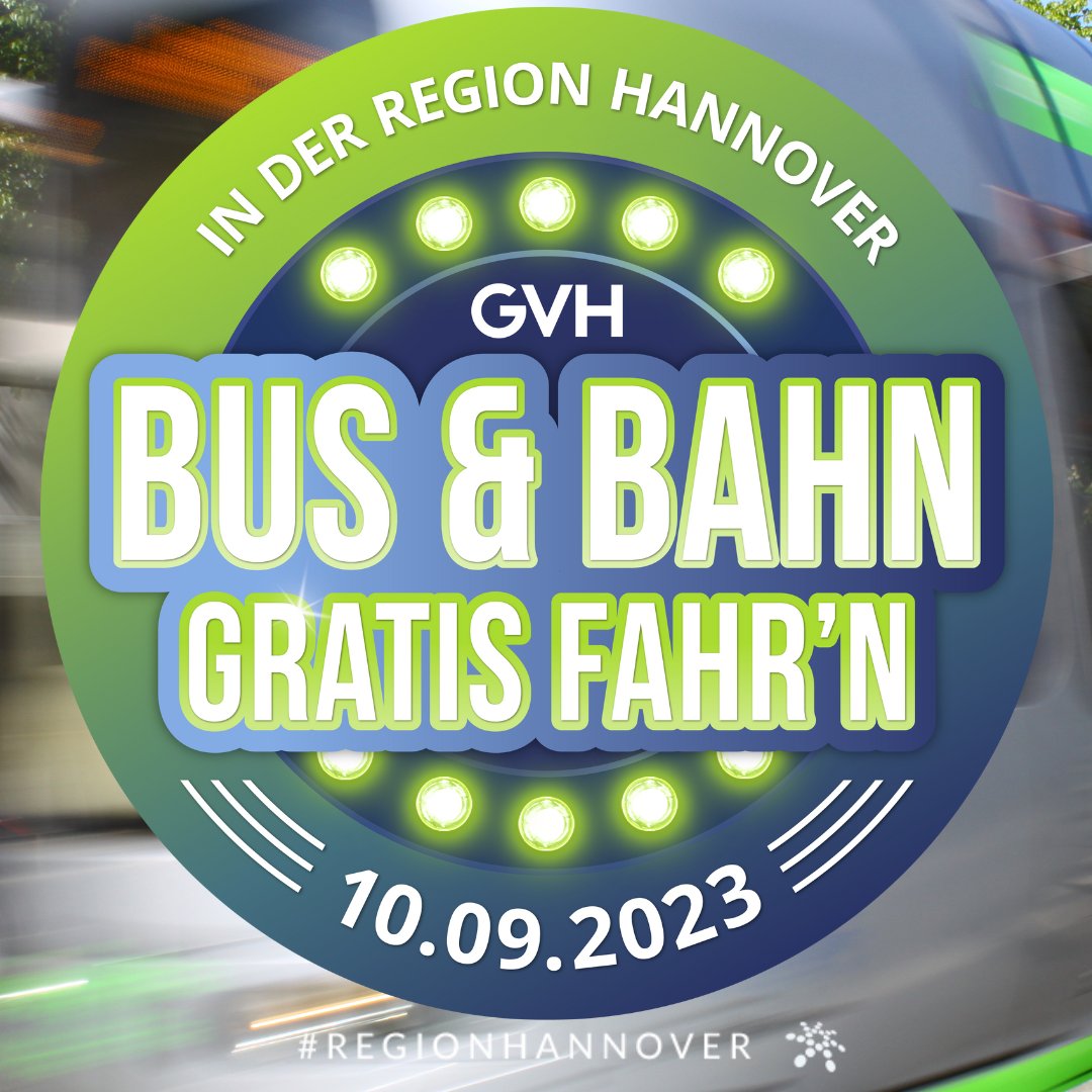 RegionHannover's tweet photo. Am 10. September ist endlich wieder #Entdeckertag. Doch nicht nur dass: Sie können an diesem Tag durch die gesamte Region Hannover kostenfrei mit Bus und Bahn fahren - denn parallel zum Entdeckertag findet auch der GRATIS FAHR'N-TAG statt.

Alle Infos https://t.co/rGJCVBCuLd https://t.co/IcN3pMf5nn