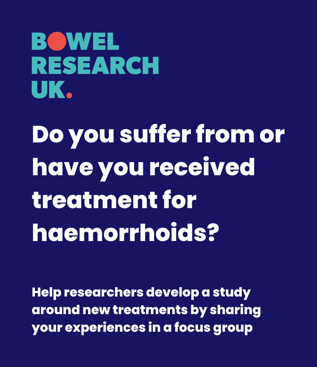 Bowel Research UK (@bowelresearch) on Twitter photo Do you suffer from or have you received treatment for haemorrhoids? Help researchers develop a study around new treatments by sharing your experiences in a focus group. Express your interest before 25th August at this link: healthandcareresearchwales.org/do-you-suffer-…
<a href="/CEDAR_Cardiff/">CEDAR</a> #CEDARCardiff Do you suffer from or have you received treatment for haemorrhoids? Help researchers develop a study around new treatments by sharing your experiences in a focus group. Express your interest before 25th August at this link: healthandcareresearchwales.org/do-you-suffer-…
<a href="/CEDAR_Cardiff/">CEDAR</a> #CEDARCardiff