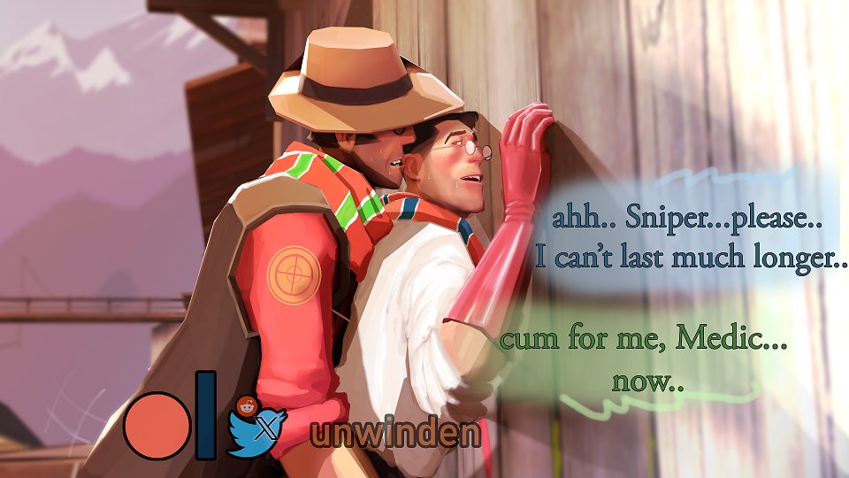 sniper and medic having a small break. 
HD and versions without logo on my patreon, and new things as well as WIPs and such. Next public post next week, enjoy

patreon.com/unwinden
#tf2nsfw #medic #sniper