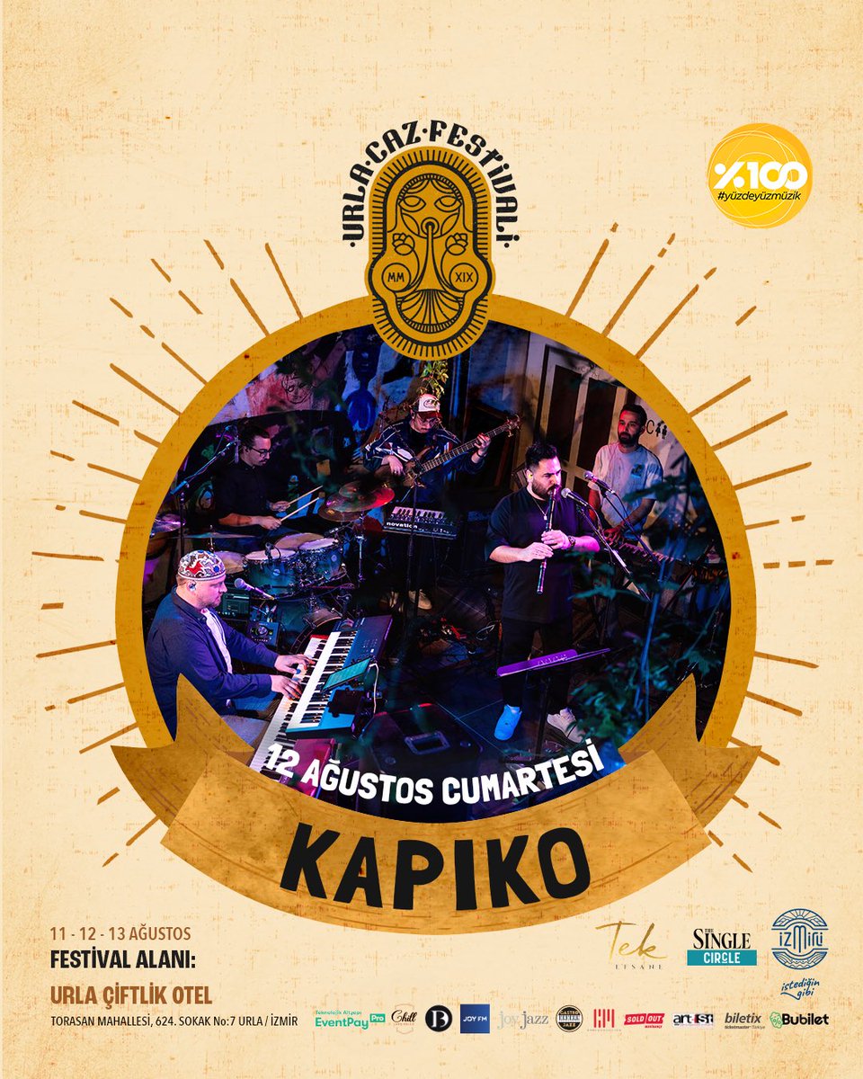 kapikoband's tweet photo. Urla Caz Festivali başlıyor🧡 11-12-13 Ağustos tarihlerinde gerçekleşecek olan ve birbirinden değerli sanatçıların yer alacağı festivalin ikinci gününde, bizler de KAPIKO olarak sahnede olacağız🤩 Bu muhteşem etkinliği kaçırmak istemeyen ve yakınlarda olan herkesi bekleriz❤️‍🔥🙏 https://t.co/X9BCKKS9k9