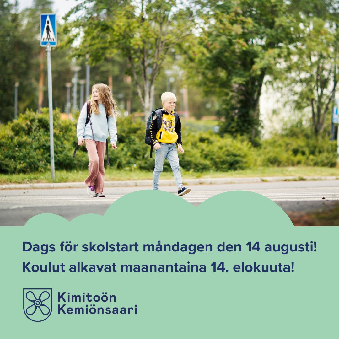 🙋 🙋‍♂️ Tervetuloa kouluun kaikki uudet ja vanhat oppilaat! Syyslukukausi alkaa maanantaina 14.8.

🚴 Muistetaan huomioida liikenteessä niin pienemmät kuin isommat koululaiset ja varmistetaan turvallinen koulumatka jokaiselle!

Kuva: Liikenneturva/Nina Mönkkönen