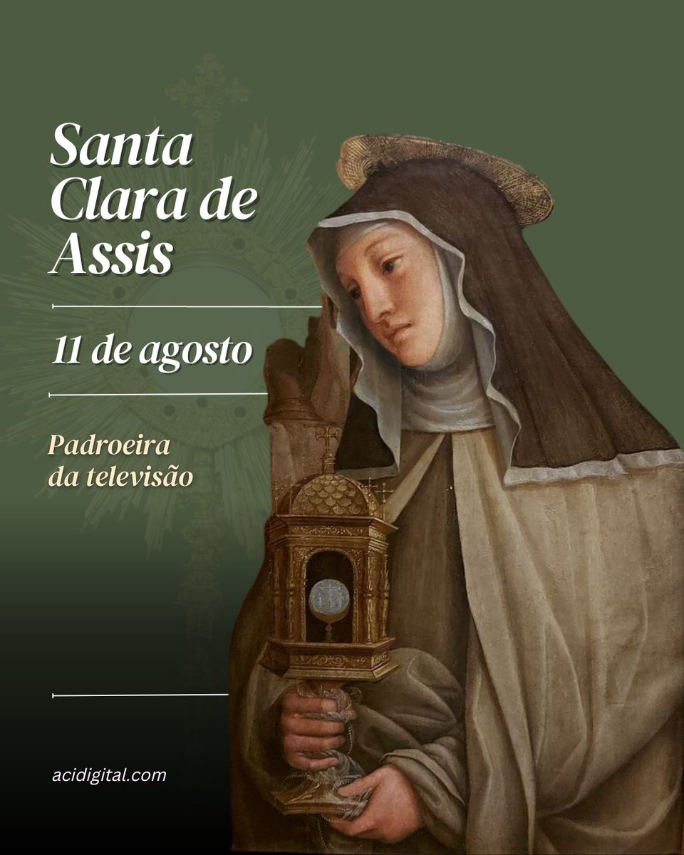 acidigital's tweet photo. A Igreja hoje (11) a memória litúrgica de #SantaClaradeAssis, a jovem da nobreza italiana que deixou tudo por Cristo e, junto a são Francisco, decidiu atender ao chamado de Deus. 
👉 Leia sua biografia completa: https://t.co/4QbxjTugRA https://t.co/QIiY3kyQ9n