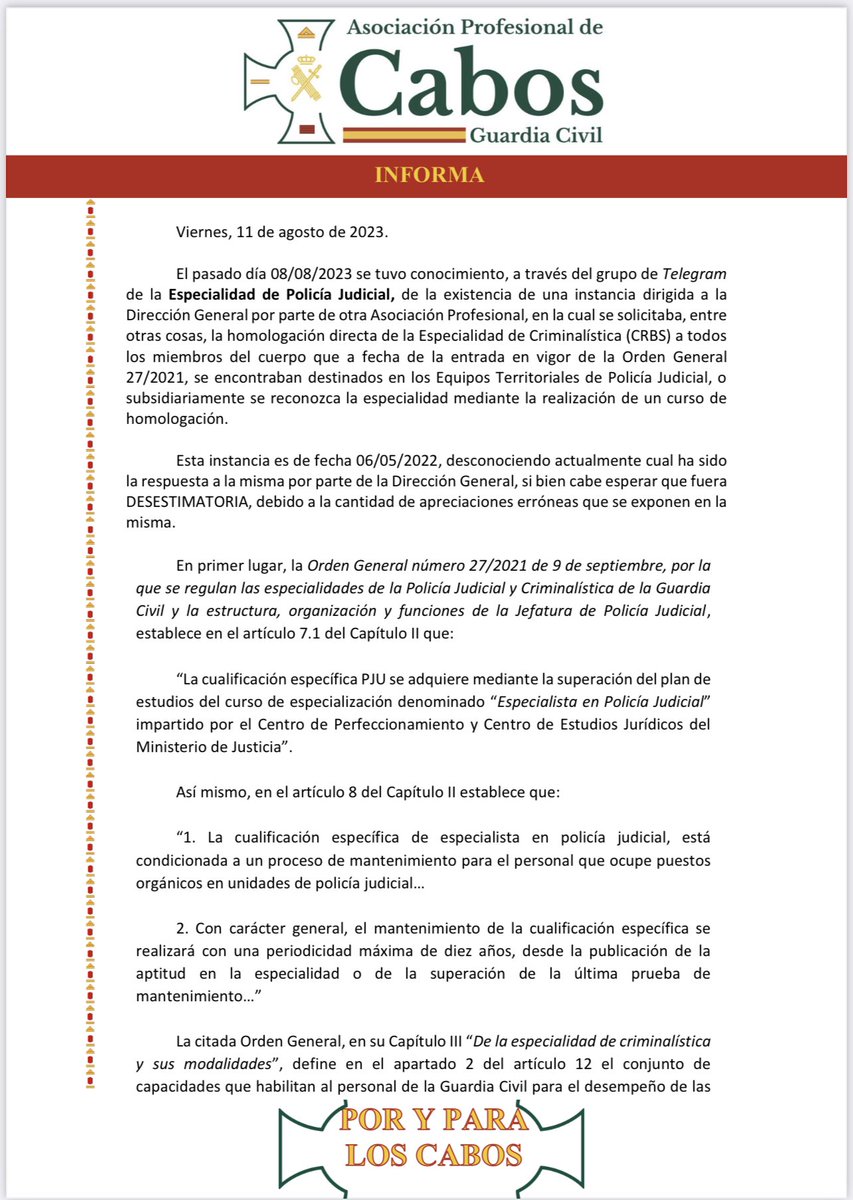 apcabos's tweet photo. 🚨🚨Importante🚨🚨 aclaraciones desde @apcabos relativas al reconocimiento de las cualificaciones de las especialidades de #policiajudial y #criminalistica de la @guardiacivil
#PoryParaLosCabos 👇👇 https://t.co/A2xNNlujIl