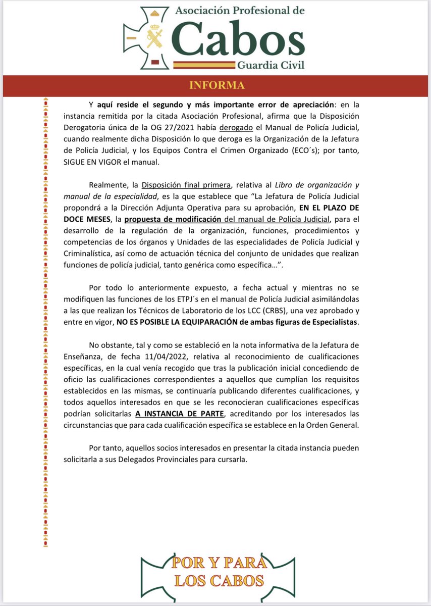 apcabos's tweet photo. 🚨🚨Importante🚨🚨 aclaraciones desde @apcabos relativas al reconocimiento de las cualificaciones de las especialidades de #policiajudial y #criminalistica de la @guardiacivil
#PoryParaLosCabos 👇👇 https://t.co/A2xNNlujIl