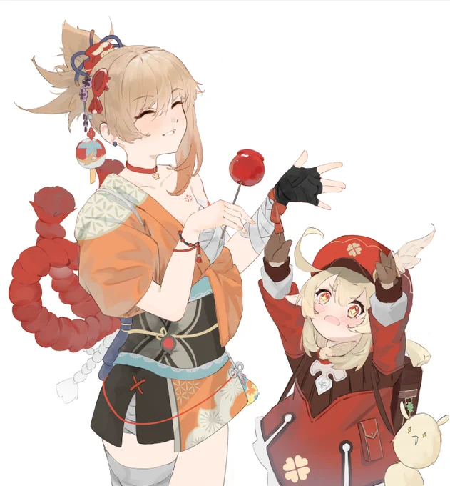 宵宮とクレーちゃんを描いた #原神