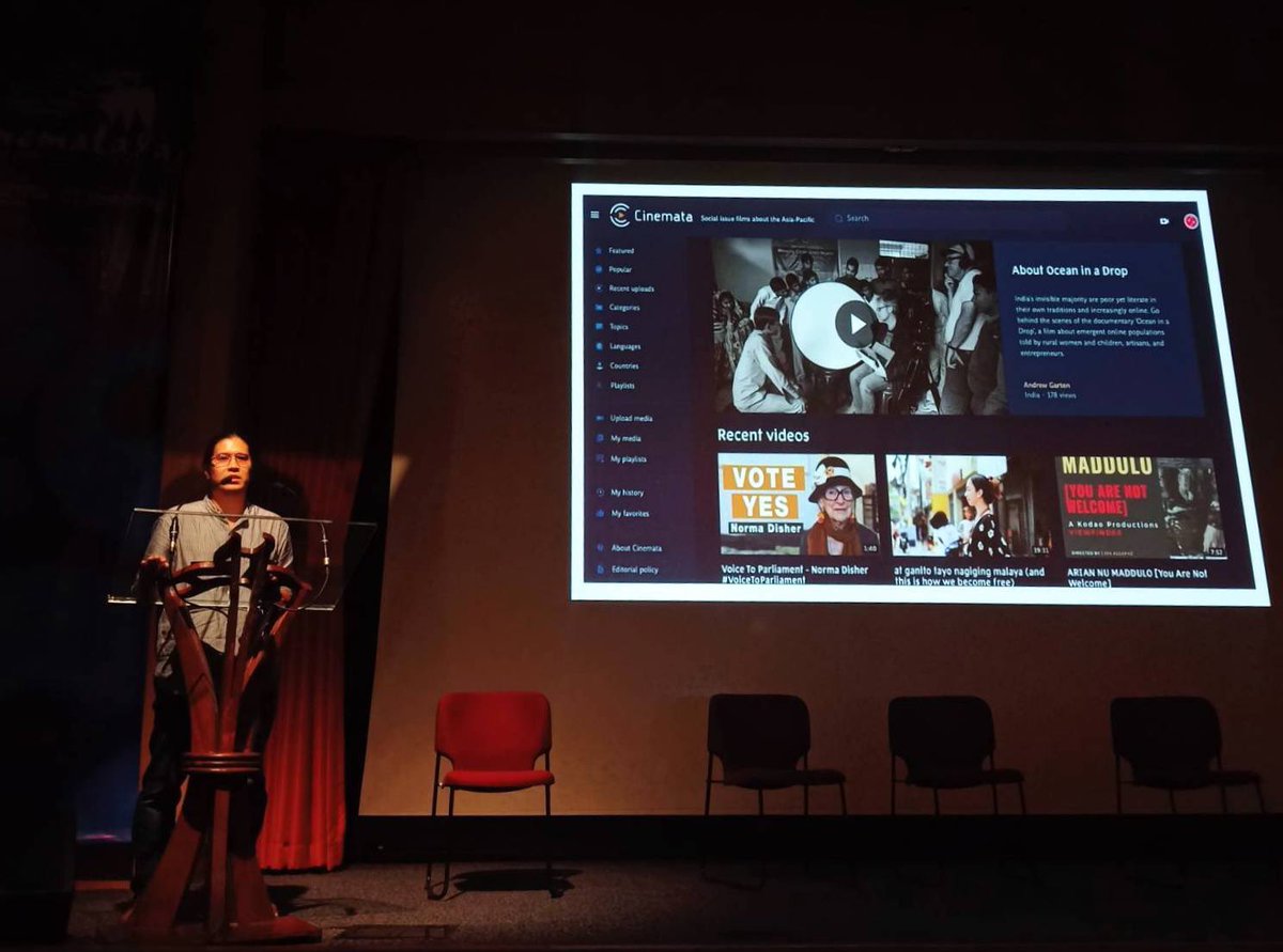 cinemata's tweet photo. .@EngageMedia Video Manager King Catoy represents Cinemata at @gawadalt: “By making these alternative films available to the public [and easy] to embed… we hope film critics and cinephilias will be able to popularize and explore these films’ cultural, sociopolitical dimensions”. https://t.co/3n2p3rZiid