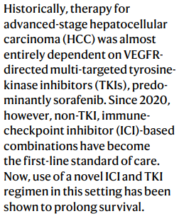 NatRevClinOncol's tweet image. Gastrointestinal cancer: Novel ICI–TKI combination improves HCC outcomes in the phase III CARES-310 trial - nature.com/articles/s4157… #ImmunoOnc #medonc #hpbcsm